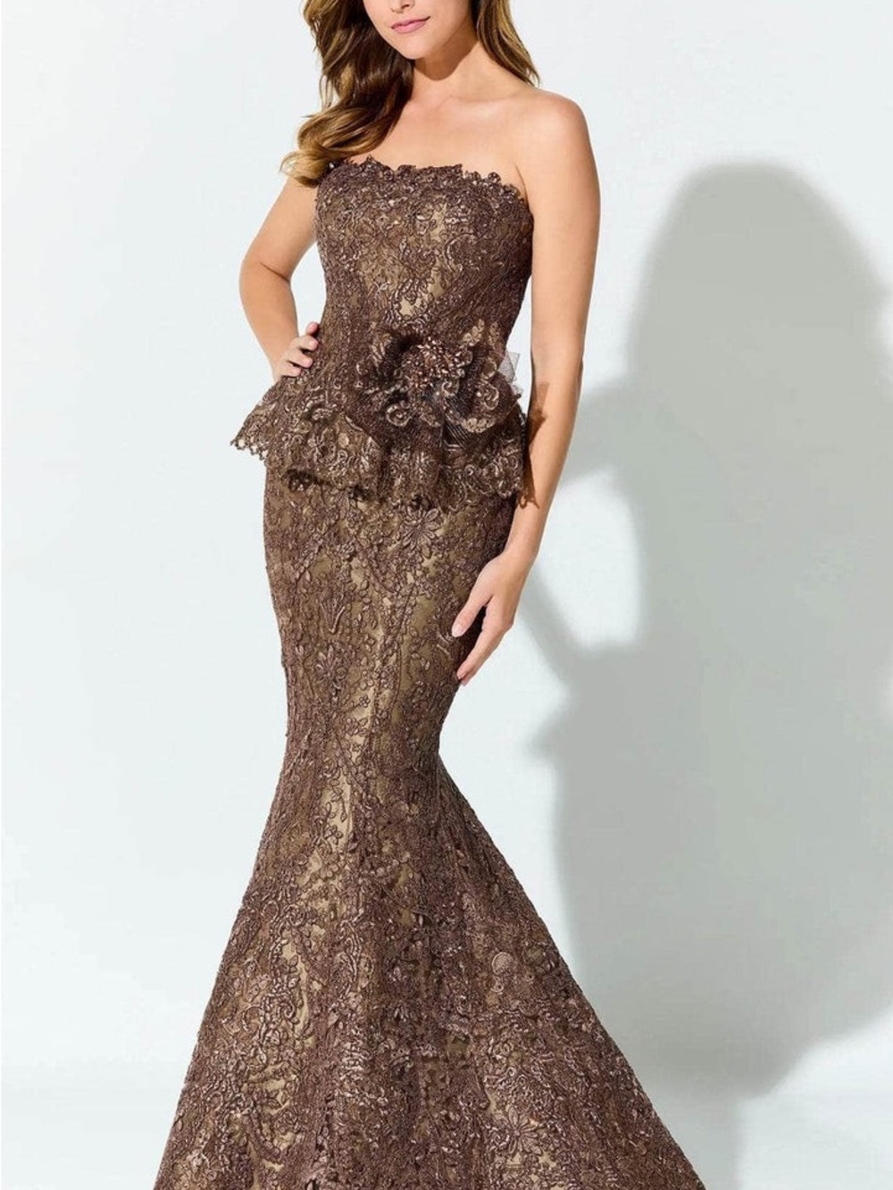 Ivonne D ID921- Strapless Embroidered Evening Gown